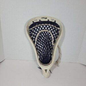 Brine Offset Lacrosse Head White with Blue Mesh Strung